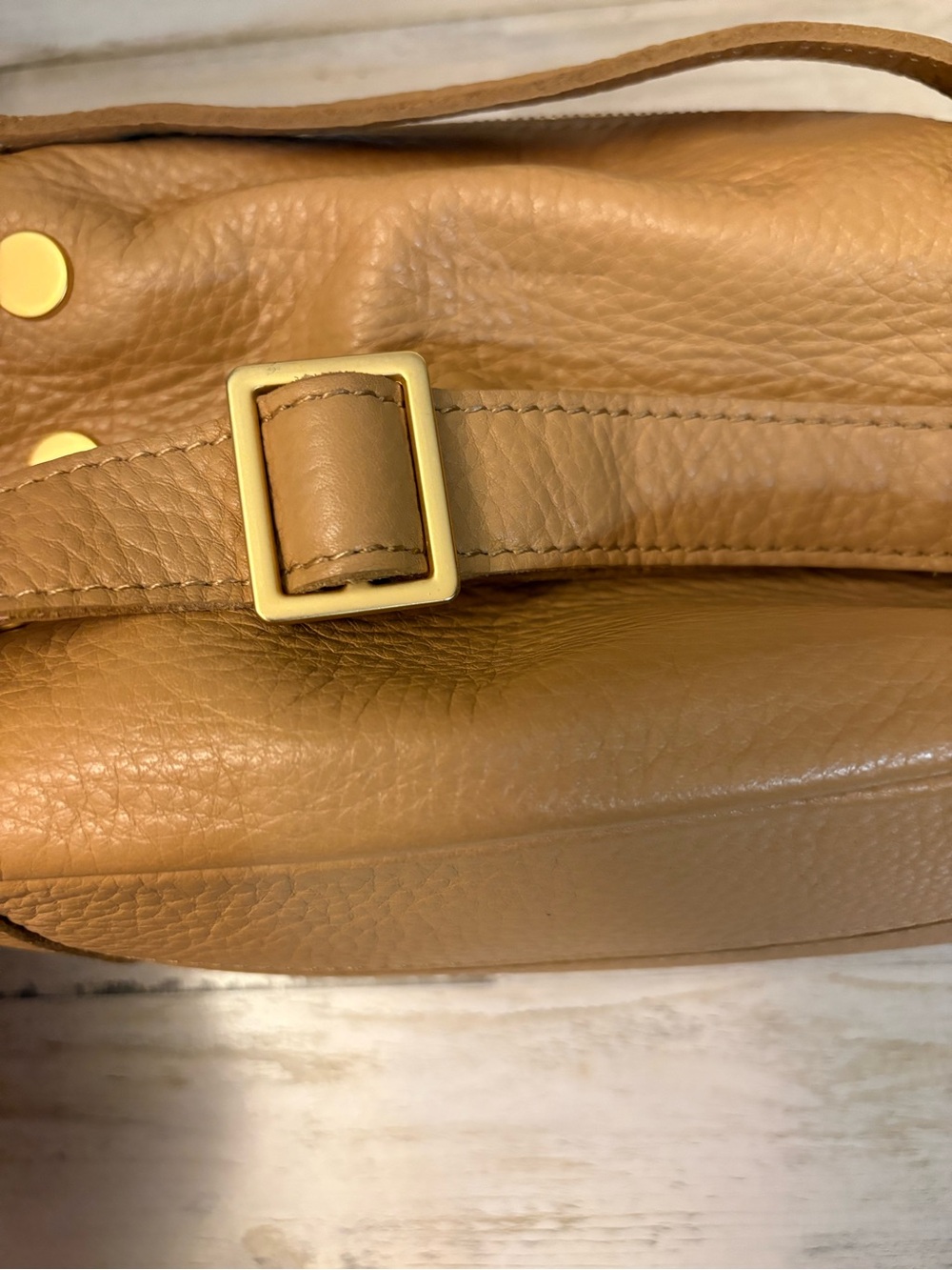 Hammitt Evan Small Crossbody-Toast Tan Leather Brushed Gold Rivets-Pristine - Picture 15 of 16